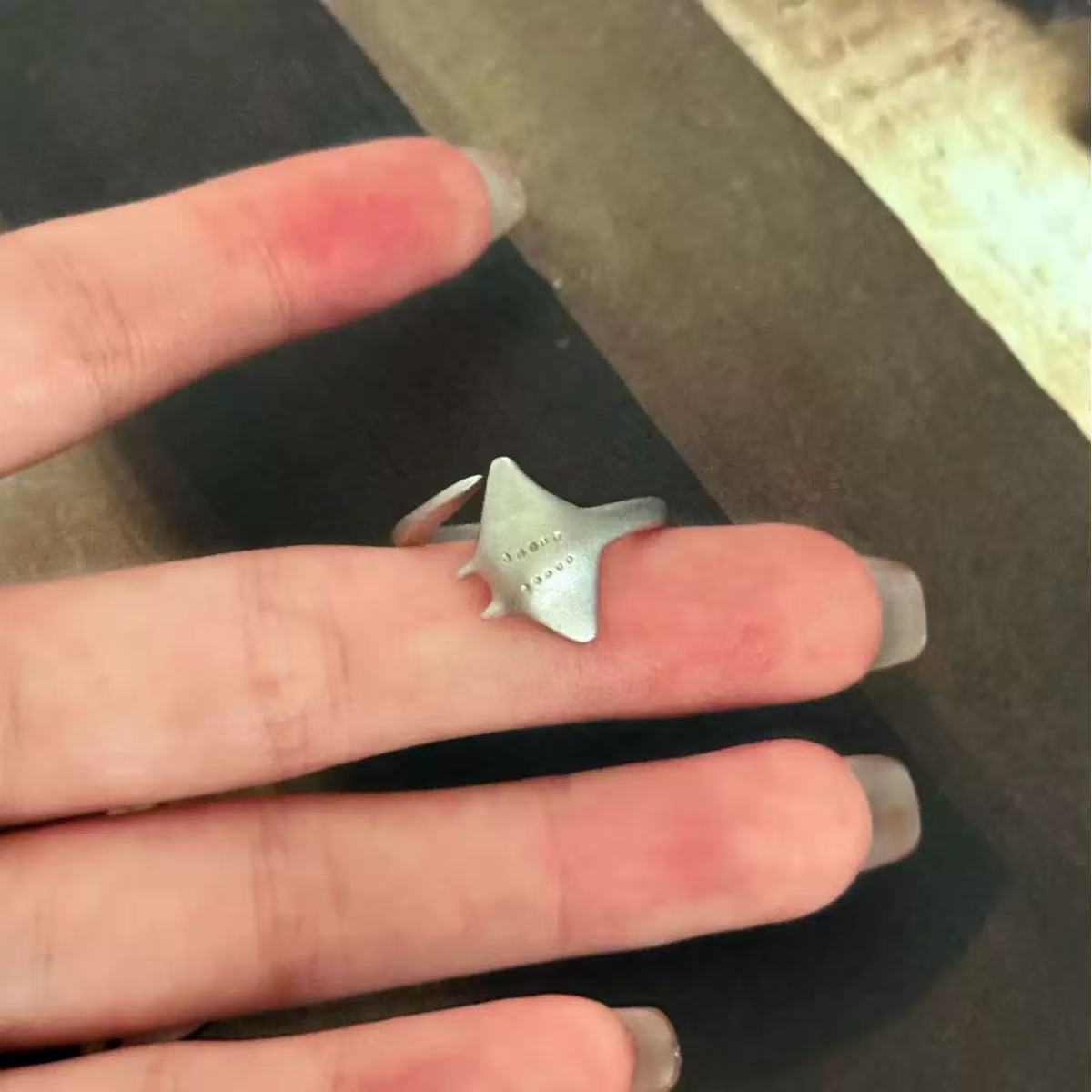 925 Sterling Silver Deep Sea Manta Ray Adjustable Open Ring